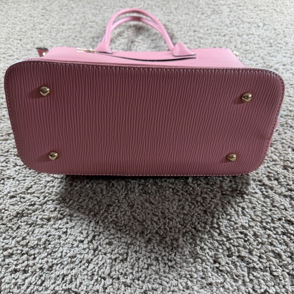 FAUX Michael Kors Pink Textured‎ Leather Tassel Tote Gold purse hand bag Barbie - Picture 4 of 8